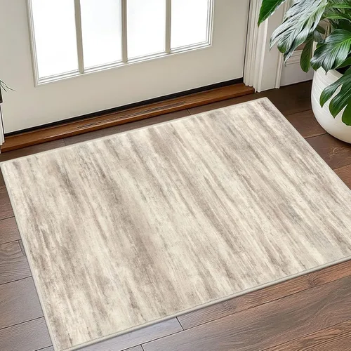 Miniatura 7 de KOZYFLY - Alfombra abstracta moderna para entrada, alfombra lavable para la cocina, 2 x 3 pies, antideslizante y suave, imitación de lana con gris