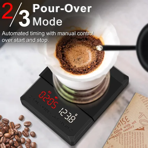 Miniatura 5 de Fuzion Mini báscula de café con temporizador, báscula de café expreso recargable de 4.4 lbs x 0.00 oz de precisión, temporizador de 3 modos