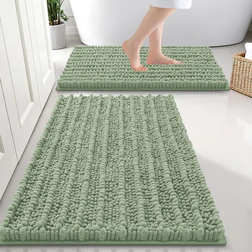 Miniatura 39 de Smiry Juego de 2 alfombras de baño, suaves y absorbentes, parte trasera de goma antideslizante, lavables a máquina, juego de alfombras de baño