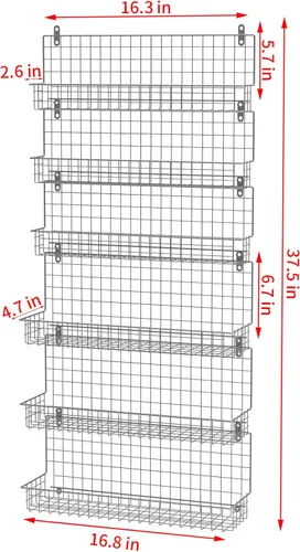 Miniatura 7 de JKsmart Organizador de estantes para especias de 6 niveles montado en la pared y sobre la puerta para cocina, despensa, baño, dos tamaños, gran