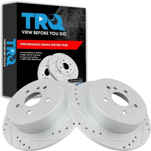 Miniatura 311 de TRQ Juego de rotores de freno de rendimiento trasero con revestimiento G premium compatible con Mazda 6 2014-2021