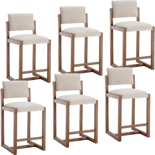 Miniatura 13 de LukeAlon Juego de 2 Taburetes de Mostrador de Lino, Tapizados de 26" de Altura de Asiento, Taburetes de Bar de Altura de Mostrador con Patas