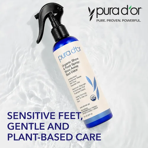 Miniatura 7 de PURA D'OR Spray orgánico eliminador de olores para zapatos y pies (8 onzas) desodoriza y elimina los malos olores con eucalipto, menta, árbol de té