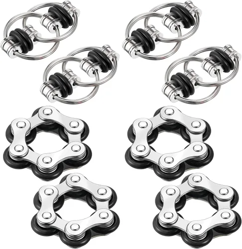 Miniatura 8 de Hicarer El juego de 8 piezas de juguetes para ansiedad incluye 4 cadenas de rodillos flippy y 4 cadenas de seis rodillos para bicicleta, regalos rosa