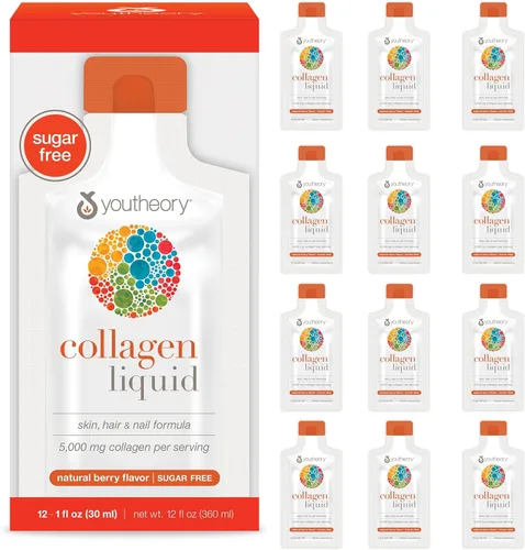 Youtheory Líquido de colágeno - 5,000 mg de péptidos de colágeno hidrolizados - Apoya la salud del cabello, las uñas, las articulaciones y los