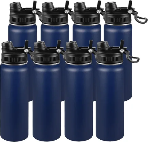 Miniatura 24 de Botella de agua aislada de 22 onzas, tapa 2 en 1 a prueba de fugas (sorbo/pajilla) + asa, botella de acero inoxidable para deportes, viajes, trabajo