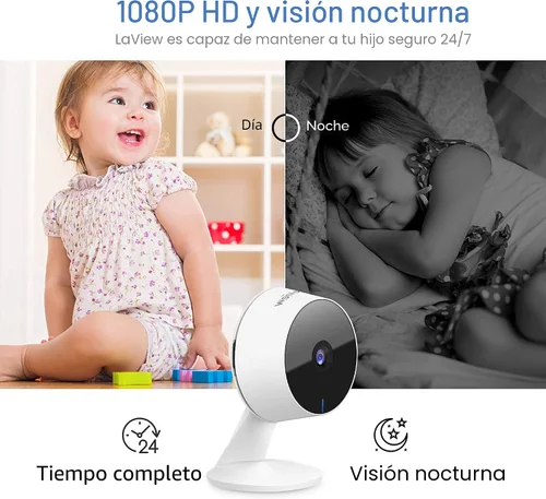 Miniatura 4 de LaView Cámaras de seguridad de 4 piezas, cámara de seguridad para el hogar para interiores, 1080P, cámaras Wi-Fi con cable para mascotas, detección