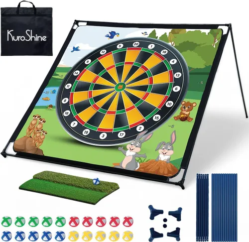 Juego de Dardos de Chip de Golf Grande de 6.5 pies × 6.5 pies con 20 Pelotas Adhesivas Coloridas, Red de Práctica de Golf Interior y Exterior para