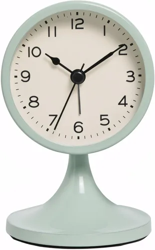 Miniatura 10 de Reloj analógico lindo retro reloj de escritorio luz nocturna silenciosa mesa de metal despertador sin tictac pequeño funciona con pilas para mesita