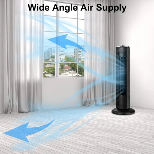 Miniatura 4 de COSTWAY Ventilador de torre, ventilador de torre oscilante de 28 pulgadas, enfriamiento silencioso para toda la habitación, 3 velocidades, 3 modos