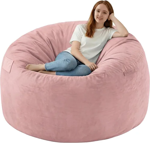 Miniatura 8 de Silla de Puf de 3 Pies, Sillas de Puf Cómodas con Relleno de Espuma Viscoelástica, Sofá de Puf Esponjoso con Funda de Terciopelo Holandés, Sillas