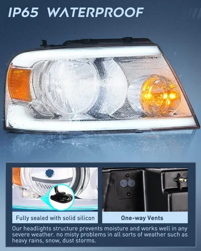 Miniatura 5 de Nilight - Conjunto de faros delanteros para Ford F150 F-150 2004-2008, 2006-2008 Lincoln Mark LT, faro LED DRL, carcasa cromada Carcasa