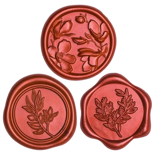Miniatura 20 de UNIQOOO Adhesivos de sello de cera – (3 diseños en 1 unidad) para invitación de boda, 60 calcomanías autoadhesivas, perfectas para invitación