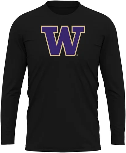 Miniatura 275 de Camisa deportiva de manga larga oficial de la NCAA Collegiate para hombre, colección negra con logotipo primario
