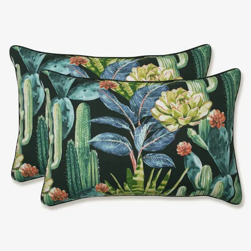 Miniatura 32 de Pillow Perfect Almohadas botánicas para interiores y exteriores, 2 unidades, acento, 16.5 x 16.5 pulgadas, naranja Sunny Daze