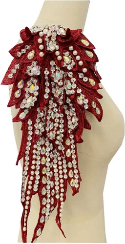Miniatura 20 de Hecho a mano con diamantes de imitación para coser de 18 colores, apliques de encaje de perlas para coser a mano, parches para accesorios de ropa