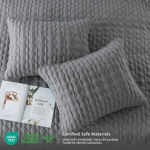Miniatura 6 de WDCOZY Juego de ropa de cama tamaño individual de color azul claro con 1 funda de almohada, colcha ligera y suave, funda de edredón fina para todas