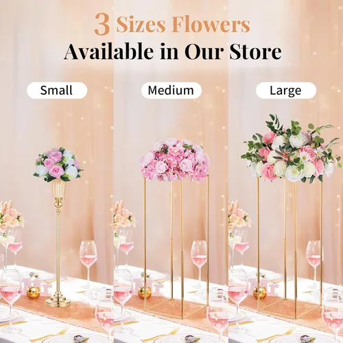 Miniatura 5 de NUPTIO Centros de mesa de flores para mesas de boda: arreglo de 6 piezas de flores artificiales rosas y blancas para bodas y fiestas - Rosas Rosa