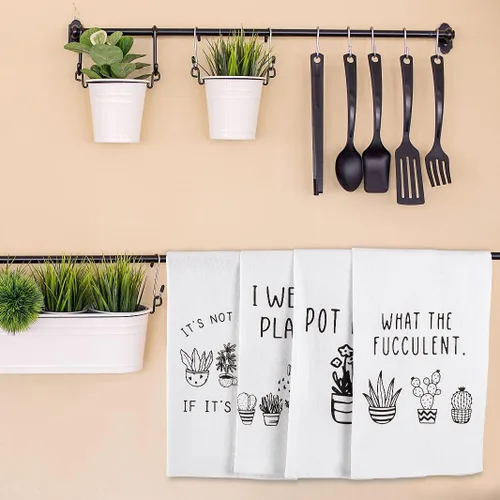 Miniatura 5 de Regalos de plantas Vastsea para mujeres jardineras - divertido juego de paños de cocina con plantas de 4, regalos únicos de casa para inauguración