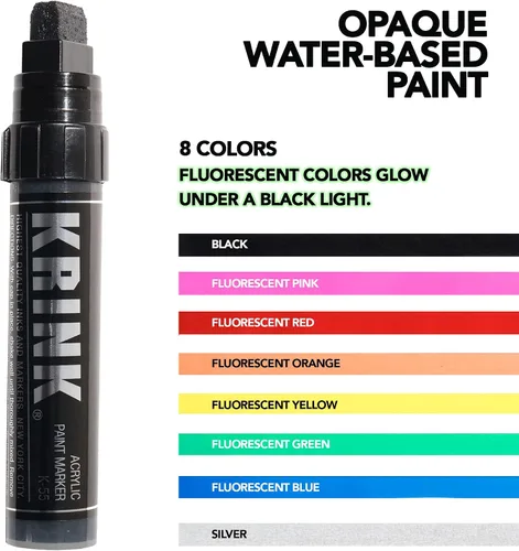 Miniatura 3 de Krink K-55 - Rotulador de pintura negra – Rotuladores de pintura acrílica de arte fino vibrante y opaco para superficies lisas – Marcadores