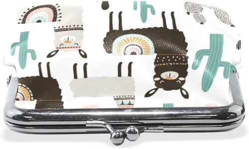 Miniatura 2 de Monedero retro con hebilla de cierre de beso, cartera pequeña para mujeres y niñas, Linda llama.