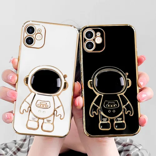 Miniatura 6 de Pepmune Funda compatible con iPhone 12 Bonita Diseño de Soporte de Astronauta en 3D Protección de Cámara A Prueba de Golpes Cubierta Trasera Suave