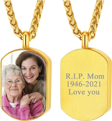 Miniatura 147 de FindChic Collares personalizados con urna para cenizas, barra vertical, gato, luna, reloj de arena, garra de perro, acero inoxidable, chapado en oro
