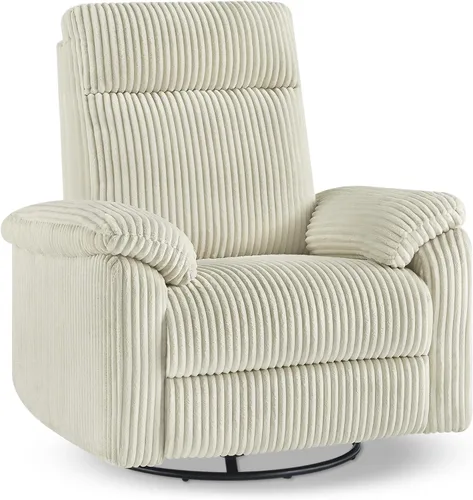 Miniatura 8 de KISLOT Mecedora reclinable giratoria para adultos, de pana giratoria de 360 grados, manual de 3 posiciones, ajustable, fácil montaje para espacios
