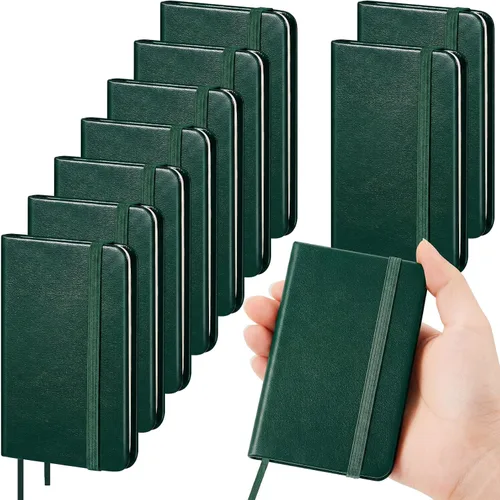 Miniatura 12 de Qeeenar Paquete de 10 cuadernos de bolsillo de cuero de tapa dura, mini diarios rayados de 4 x 2.5 pulgadas, diseño de hojas doradas, 50 hojas