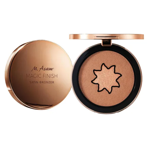 M. Asam MAGIC FINISH - Bronceador satinado ámbar y nogal (0.22 onzas) - Polvo bronceador 4 en 1, textura satinada, cremoso suave con pigmentos de
