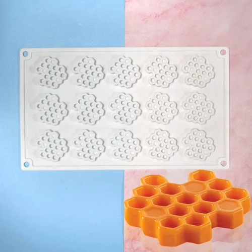 Miniatura 7 de Moldes de silicona de 15 cavidades para panal de abeja de chocolate, molde de panal de abeja de silicona para fondant, moldes de silicona para panal