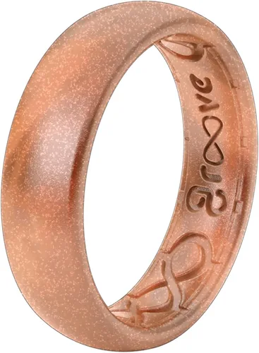 Miniatura 6 de Groove Life Anillo de boda de goma transpirable para mujer, diseño único, anillo de ajuste cómodo