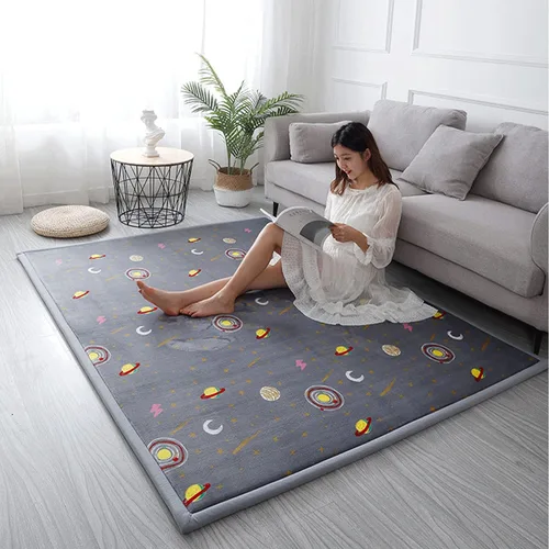 Miniatura 5 de Loartee Alfombra de Área de Terciopelo Coral – Tapete de Juego para Bebé de Espuma Viscoelástica de 1 pulgada de grosor, alfombra lavable para niños