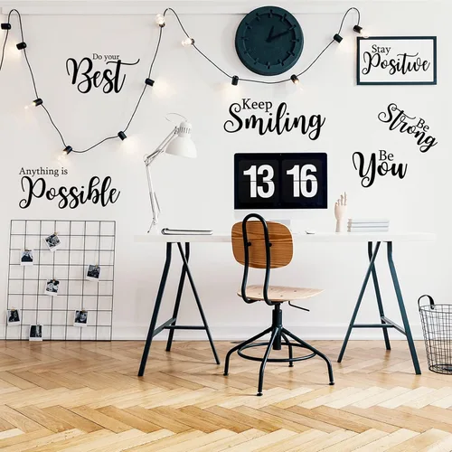 Miniatura 4 de Leinuosen 25 piezas calcomanías inspiradoras para pared, cita motivacional, despegar y pegar, calcomanías de vinilo con citas extraíbles y positivas