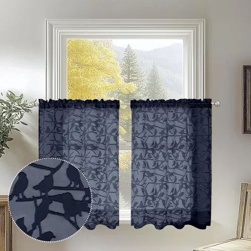 Miniatura 90 de OVZME Anji - 2 paneles de cortinas traslúcidas de gasa marrón de 72 pulgadas de largo para dormitorio, doble bolsillo para barra, tela ligera