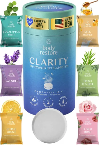 Miniatura 17 de Body Restore Shower Steamers - Paquete de 15 unidades de aromaterapia, regalo del día del padre para papá, regalos de spa de lujo para hombres