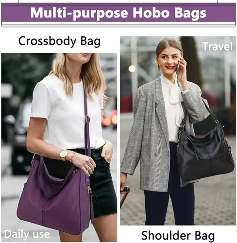 Miniatura 7 de VONXURY - Bolso de mano de piel sintética para mujer, bolso de hombro grande con bolsillos laterales para trabajo y viajes