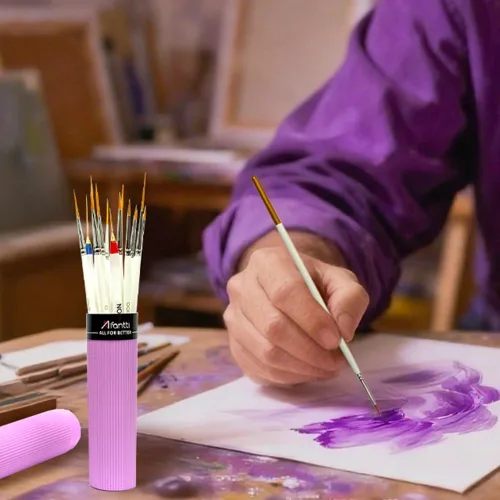 Miniatura 9 de Juego de 15 pinceles de pintura fina para detalles, micro mini pinceles para artistas, punta ultra fina, para delineadores de escritura acrílica