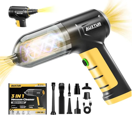 Aspirador de coche de mano 3 en 1 de alta potencia | 15000PA motor sin escobillas | Aspiradora portátil de súper succión con gran resistencia para