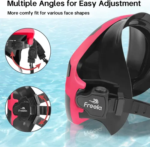 Miniatura 5 de Freela Adult Swim Goggles Mask for Adult with Nose Cover, Tempered Glass Anti Fog Waterproof 180° Clear Wide View Men Women Rosa