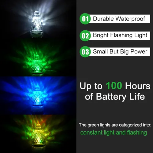 Miniatura 3 de Luz de pesca subacuática, 4 piezas de luz LED de pesca de caída profunda, luz de pesca LED impermeable, luz intermitente de noche, señuelo de pesca