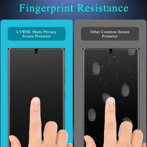 Miniatura 5 de LYWHL [Paquete de 2+2 para Samsung S22 Ultra Protector de Pantalla de Privacidad Mate [Compatible con Identificación de Huellas Dactilares]