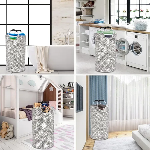 Miniatura 5 de Dalykate Cesta de lavandería extragrande de tela Oxford plegable de 115 litros, bolsa de lavandería plegable con asas, impermeable, portátil, cesta