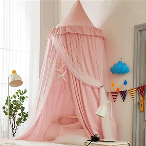 Miniatura 16 de VETHIN Dosel de cama para niñas, Princesa Cúpula Redonda de Ensueño Mosquitera Ropa de Cama Habitación de Niñas Castillo Tienda de Juego Colgante