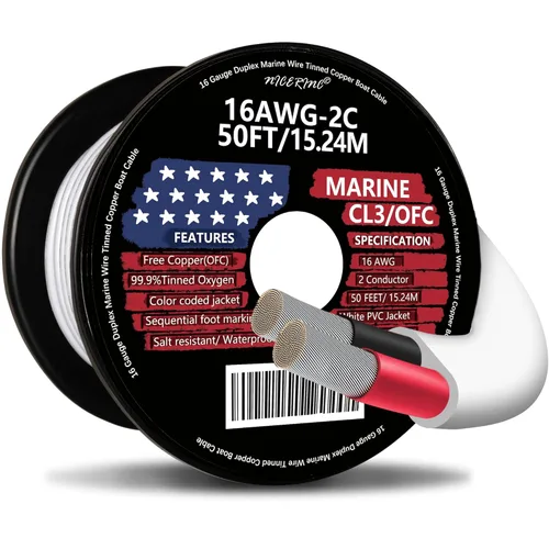 Miniatura 14 de Cable marino dúplex de calibre 12, cable de cobre estañado para barco, 20 pies, 12 AWG, estándar de EE. UU., OFC, alambre de cobre libre de oxígeno