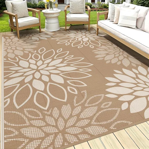 Miniatura 10 de HEBE Alfombra de Exterior Impermeable 6x9, Alfombra de Paja de Plástico Alfombra de Camping, Alfombras de Patio Exterior Reversibles Tapete para RV
