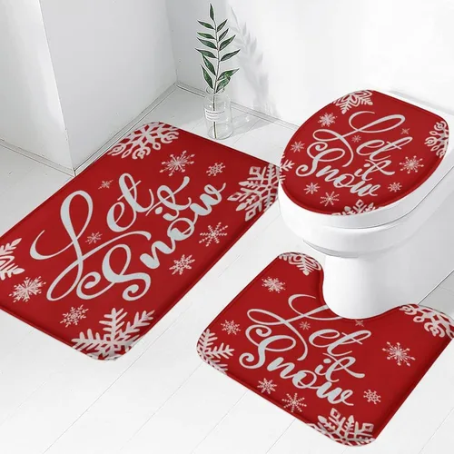 Miniatura 14 de Tapete de baño de 3 piezas de otoño con diseño de calabaza, color azul y verde, hojas de arce, cosecha, decoración de Acción de Gracias, juego