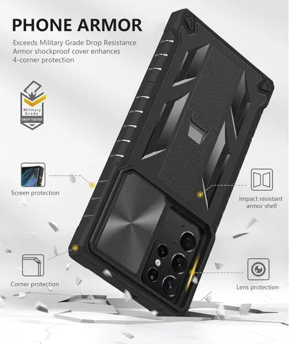 Miniatura 6 de Funda para Samsung Galaxy S22 Ultra 5G: Cubierta protectora de teléfono resistente de grado militar a prueba de caídas con soporte incorporado
