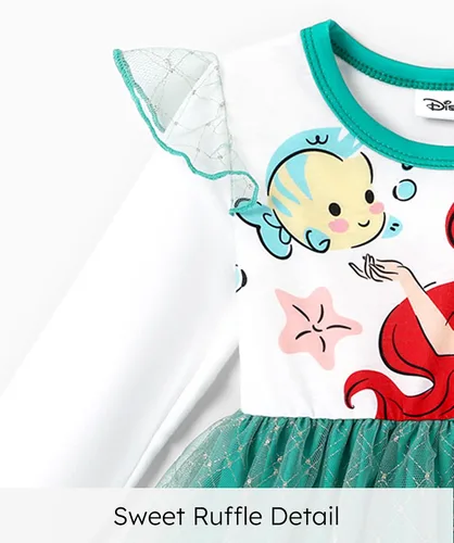 Miniatura 6 de Disney Frozen Elsa Princess Cenicienta Ariel Jasmine Rapunzel Vestido para bebéniño pequeño, vestido de tul superpuesto de malla con volantes