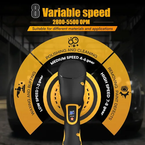 Miniatura 4 de Kit de pulidor inalámbrico para automóvil, compatible con batería Dewalt de 20 V (sin batería), máquina pulidora aleatoria DA sin escobillas de 6